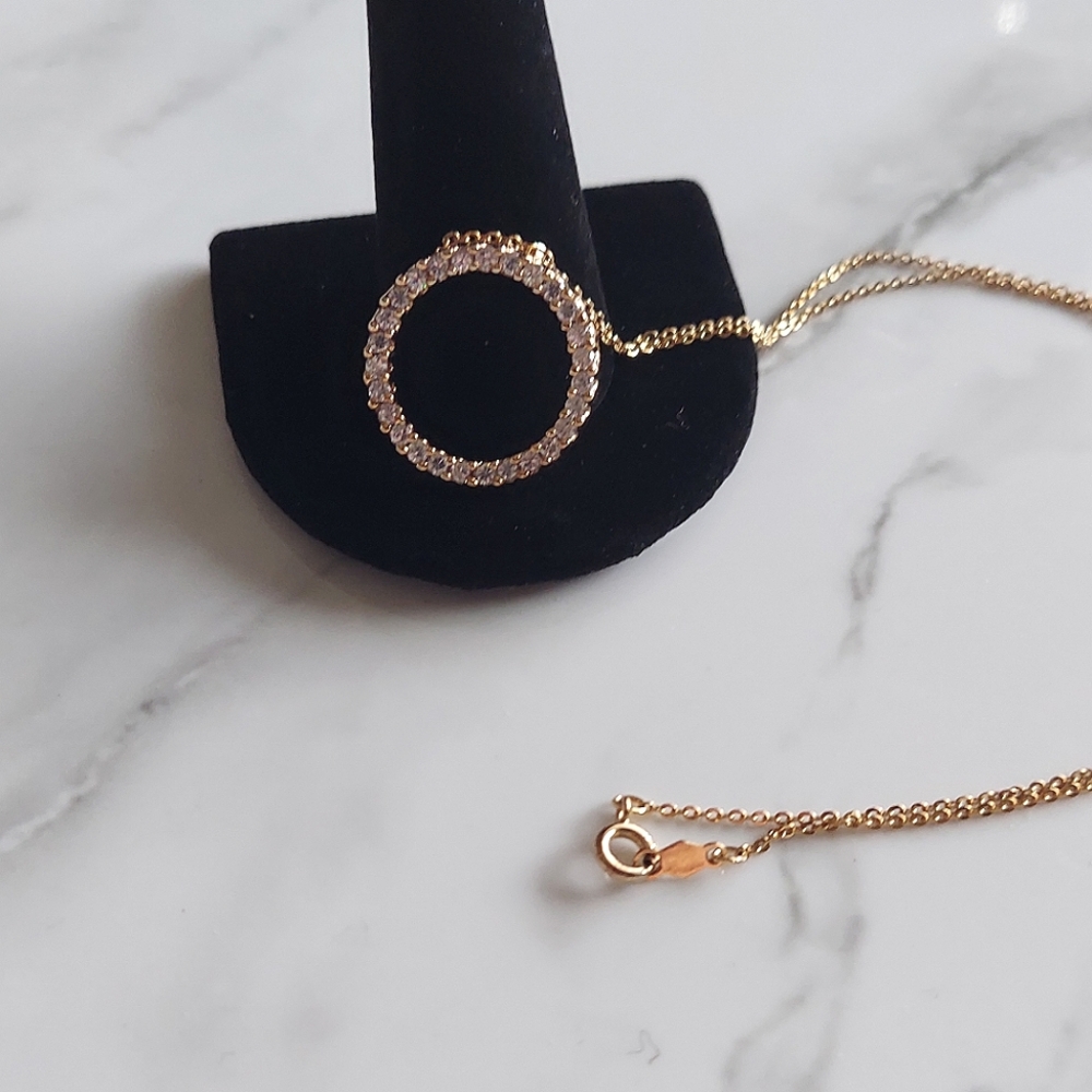 Real White Sapphire Gold Plated 925 Sterling Necklace 18in